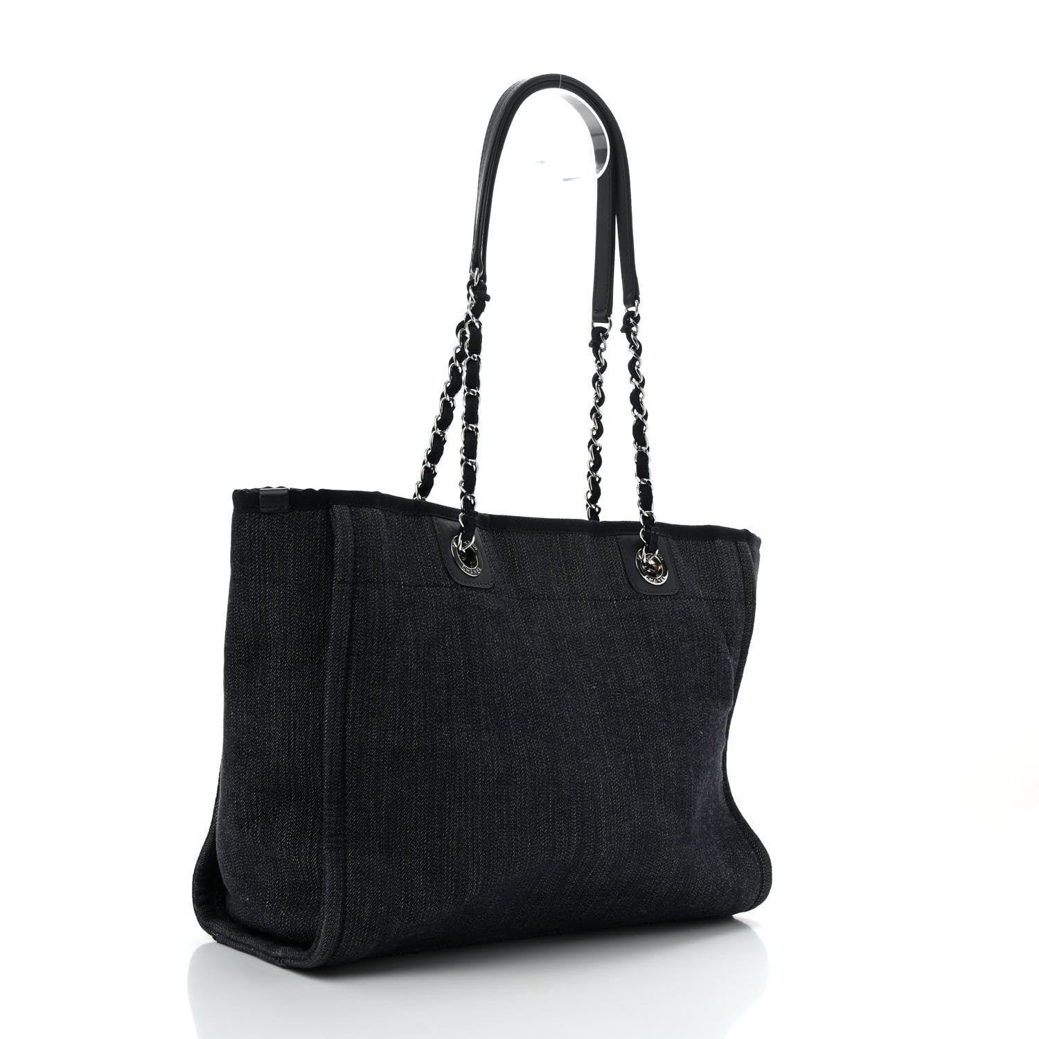 Denim Small Deauville Tote Dark Blue White