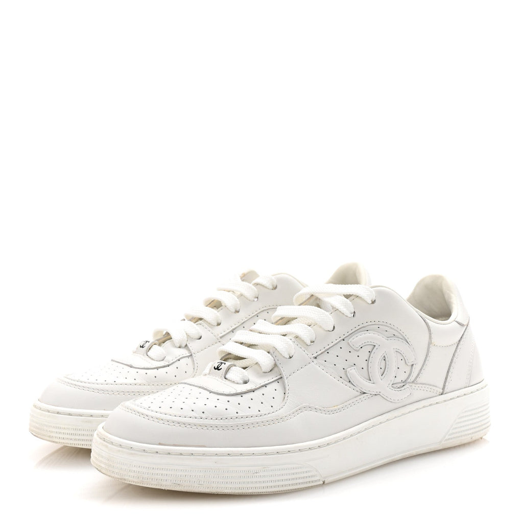 Calfskin CC Womens Sneakers 38 White