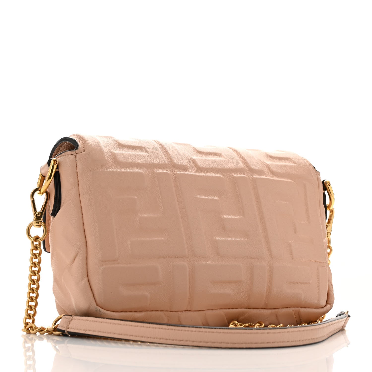 Nappa FF 1974 Embossed Mini Baguette Rosa Quarzo