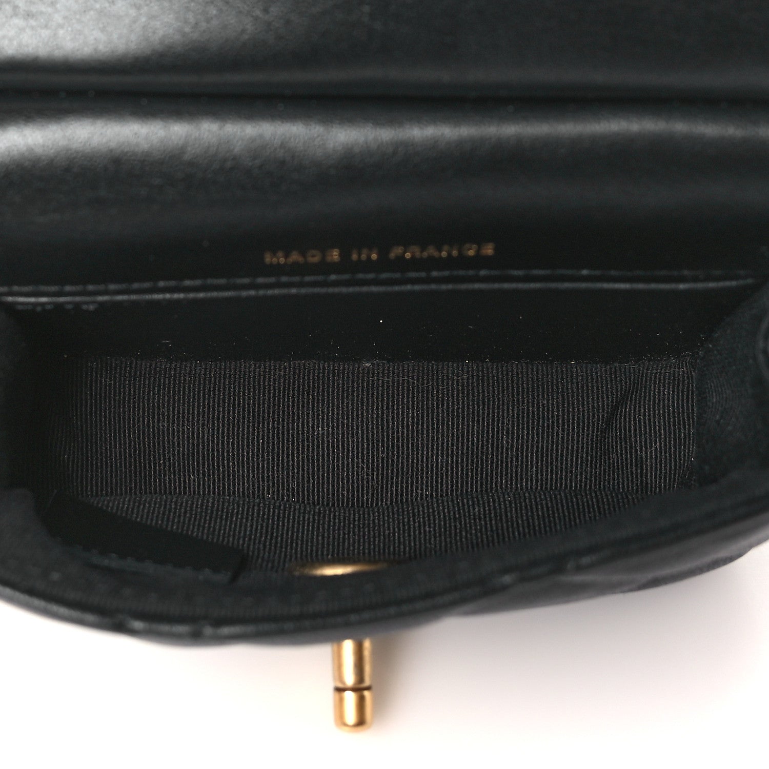 Calfskin Quilted Lady Handle Clutch With Chain Black