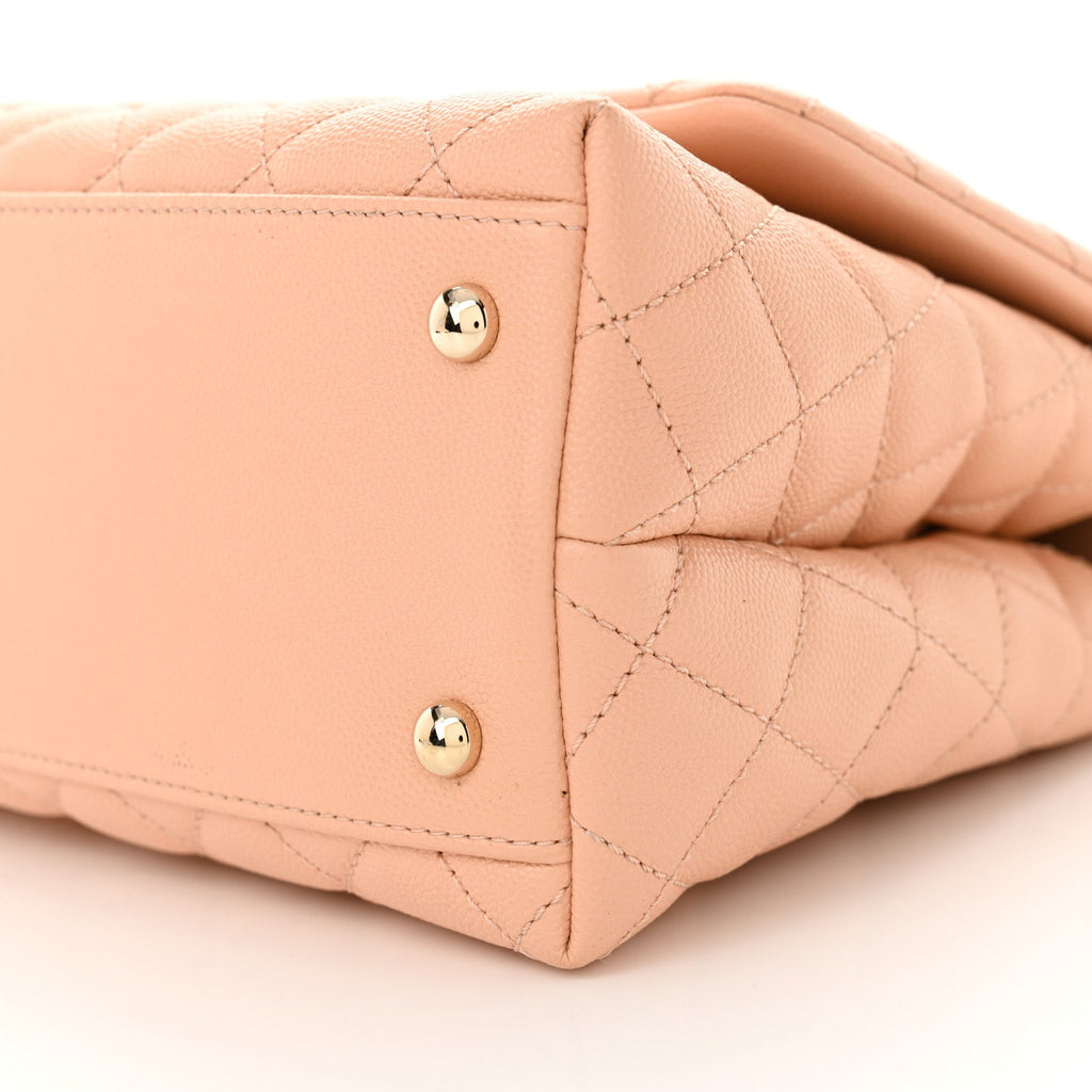Caviar Quilted Small Coco Handle Flap Rose Clair