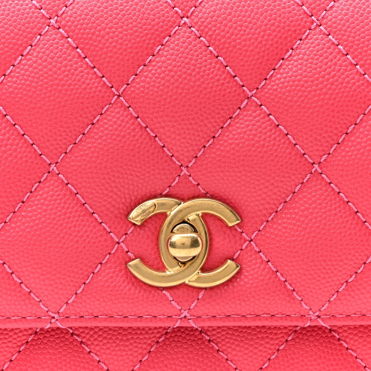 Caviar Quilted Extra Mini Coco Chain Handle Flap Dark Pink