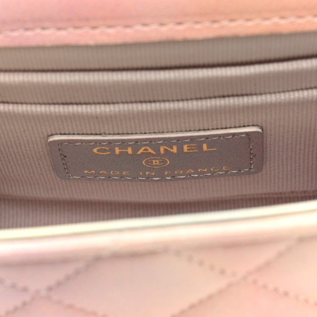 Lambskin Quilted Ombre Top Handle Flap Clutch With Chain Pink