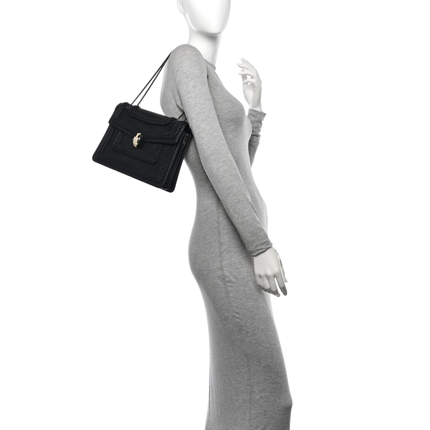 Calfskin Plisse Serpenti Forever Crossbody Bag Black