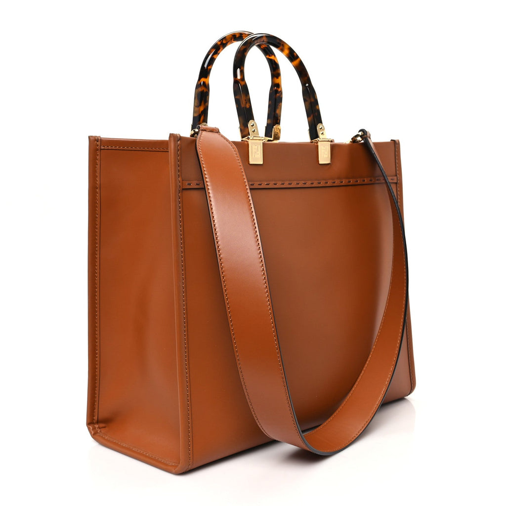 Vitello King Plexiglass Medium Fendi Sunshine Shopper Tote Cuoio