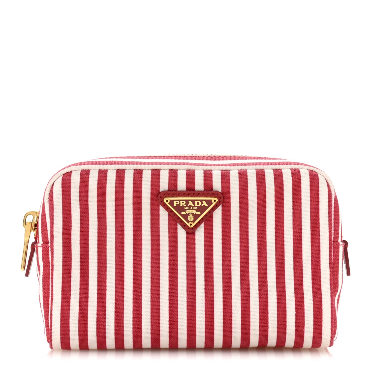Canvas Stripe Pouch Rosso White