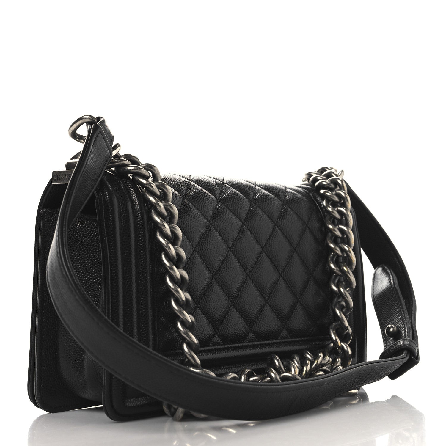 Caviar Quilted Small Boy Flap Black