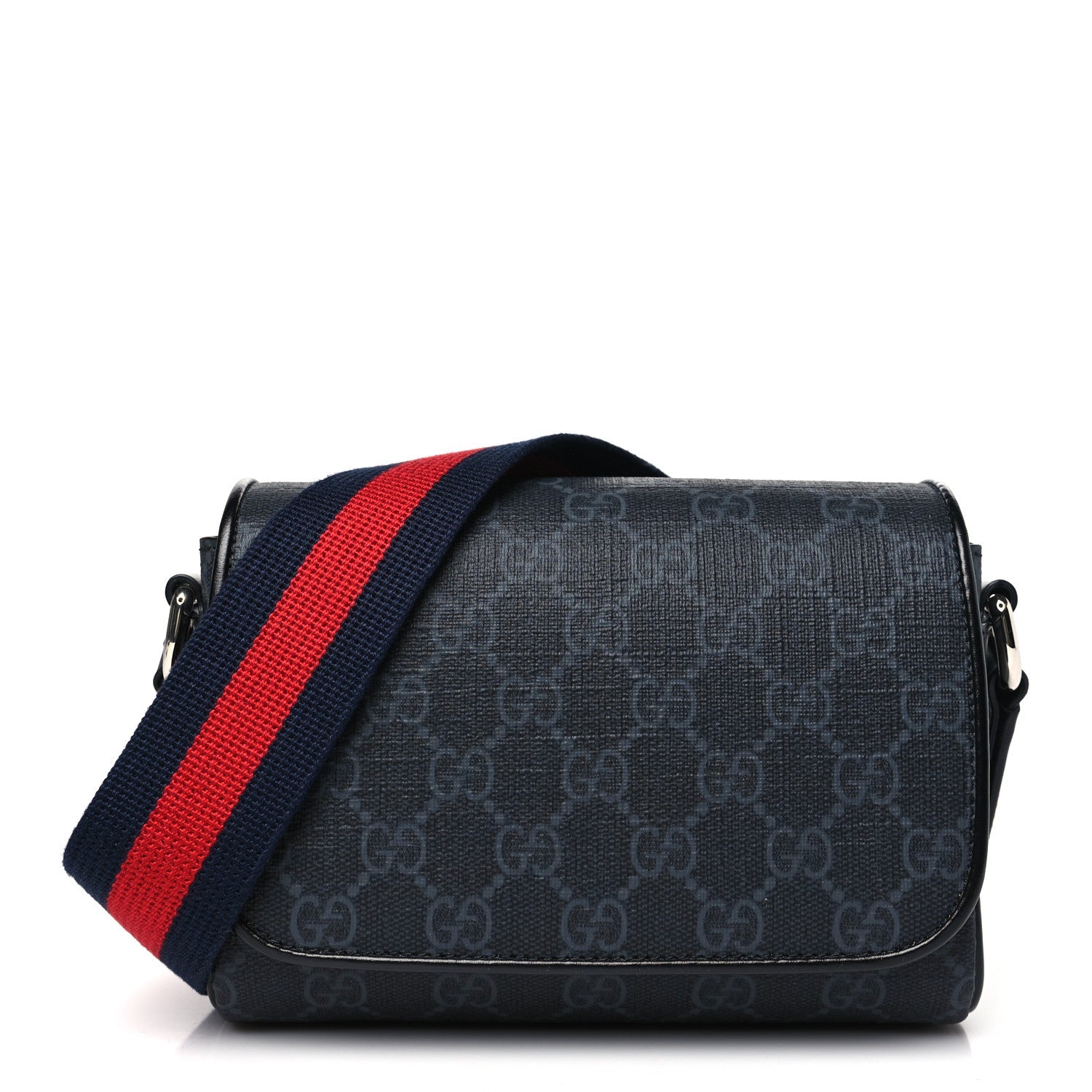 GG Supreme Monogram Calfskin Web Mini Bag Black