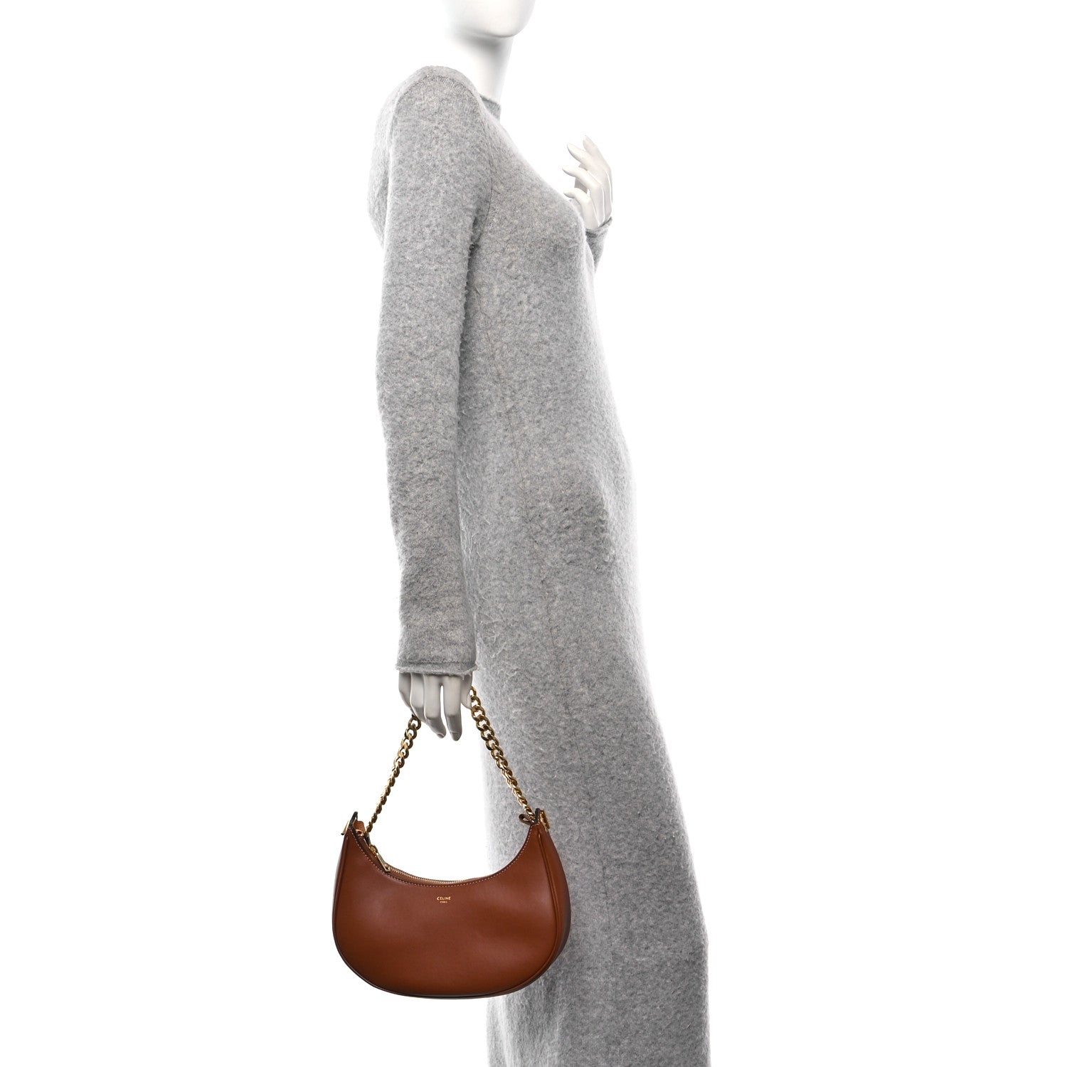 Smooth Calfskin Medium Chain Strap Ava Shoulder Bag Tan