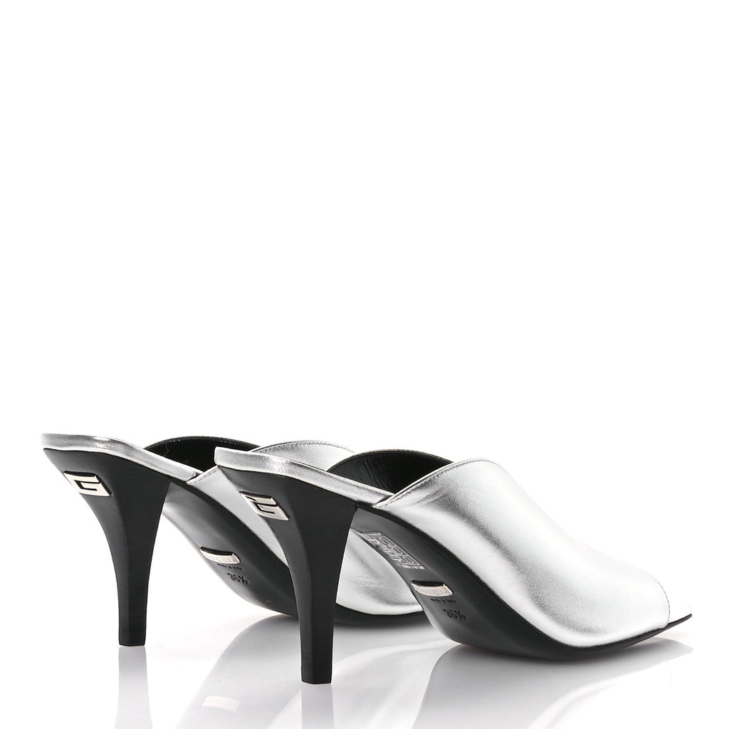 Metallic Nappa Silk Square G Slide Sandals  36.5 Argento