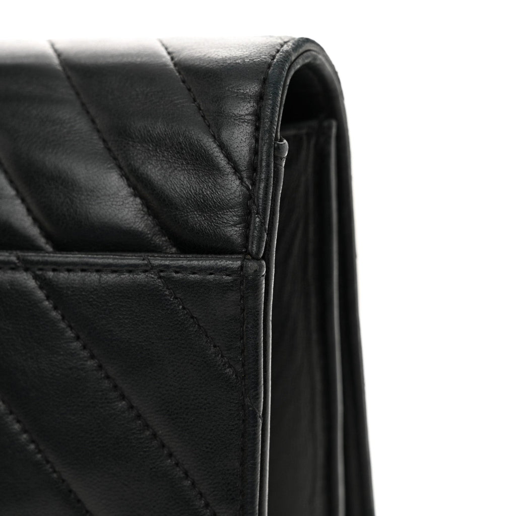 Lambskin Chevron Quilted Flap Black