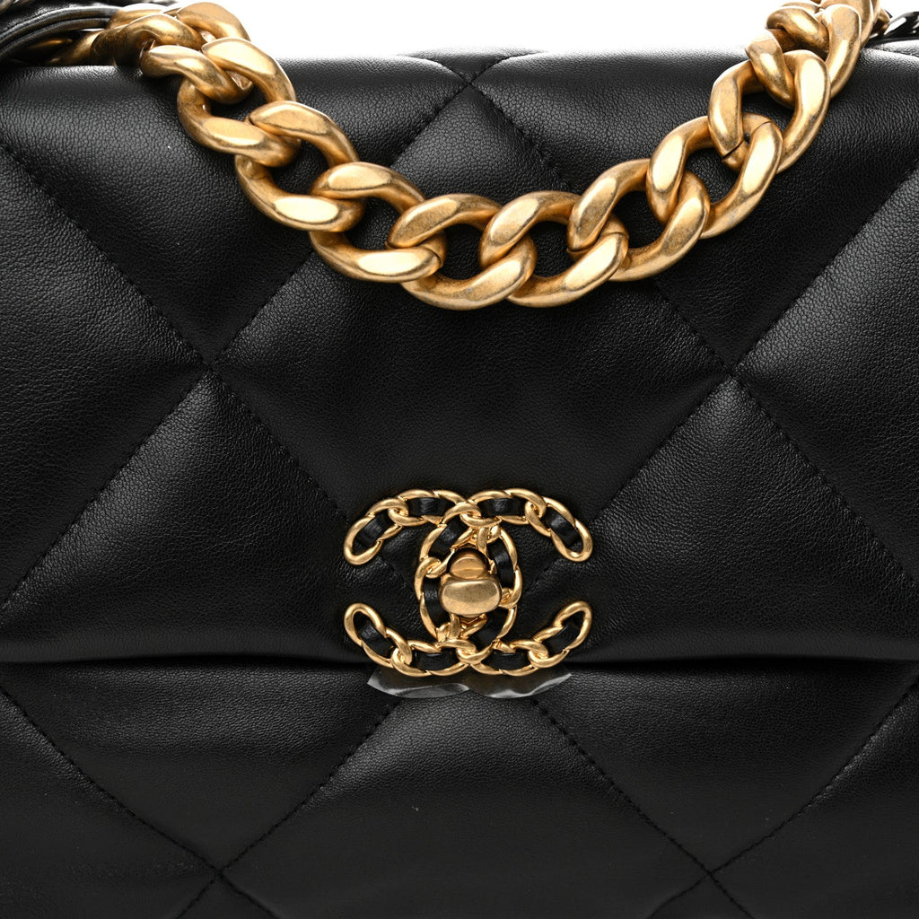 Lambskin Quilted Large Chanel 19 Flap Black