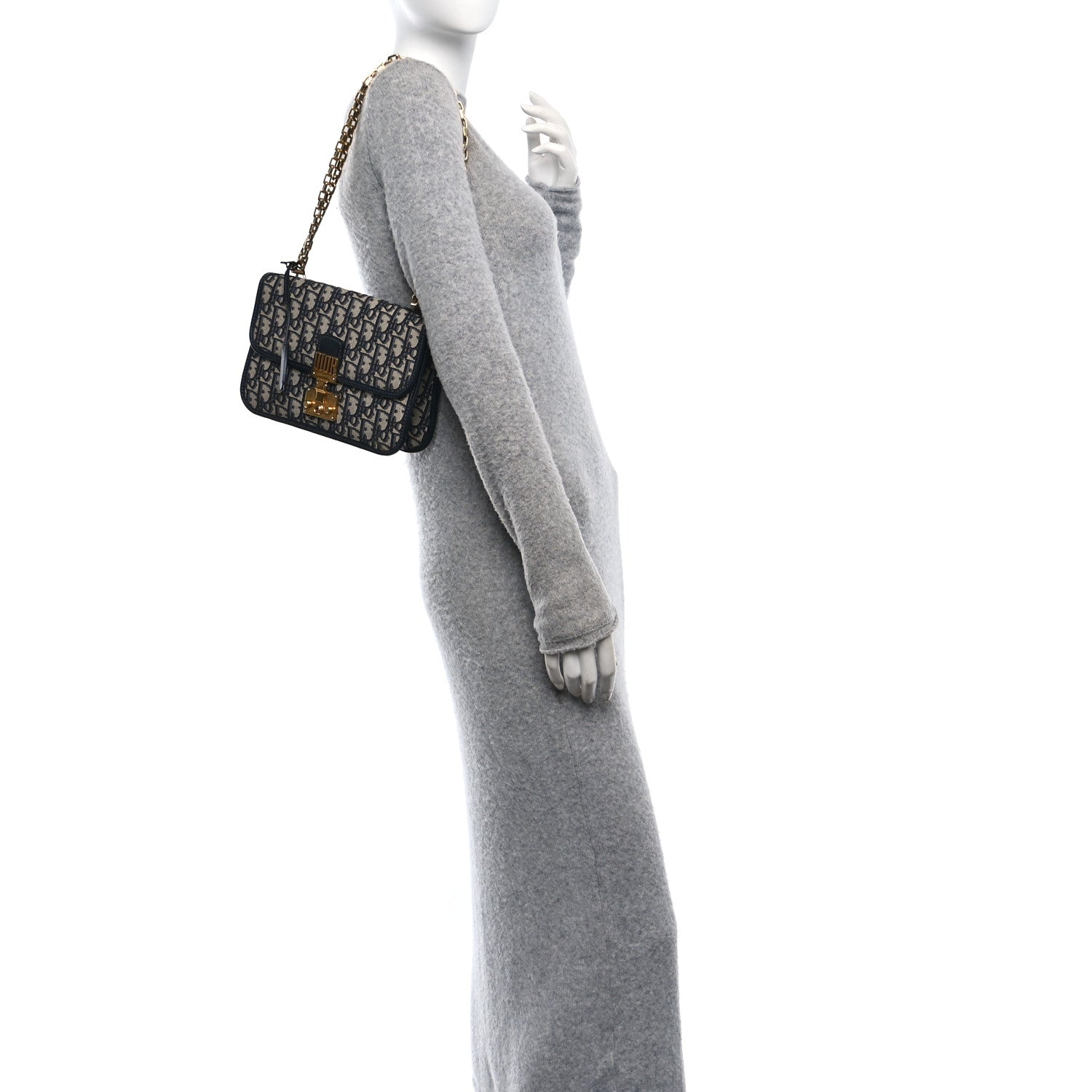 Oblique Small DiorAddict Flap Bag Navy Blue