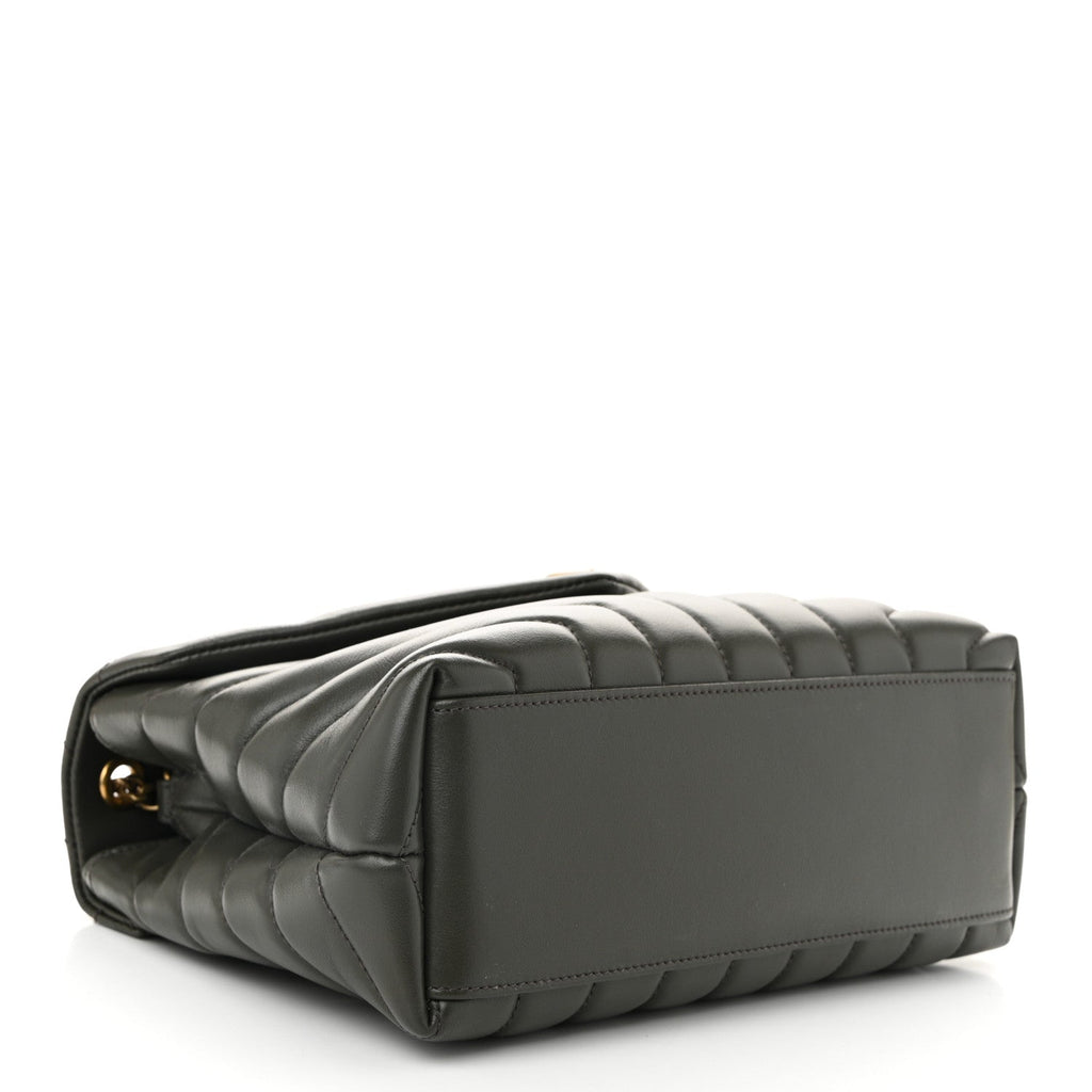 Calfskin Y Quilted Monogram Small Loulou Chain Satchel Pebble