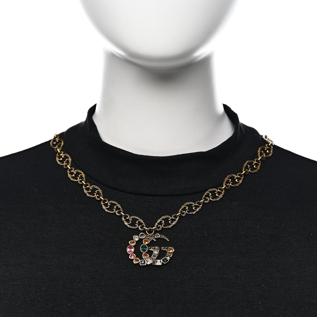 Crystal Marmont Necklace Aged Gold Multicolor