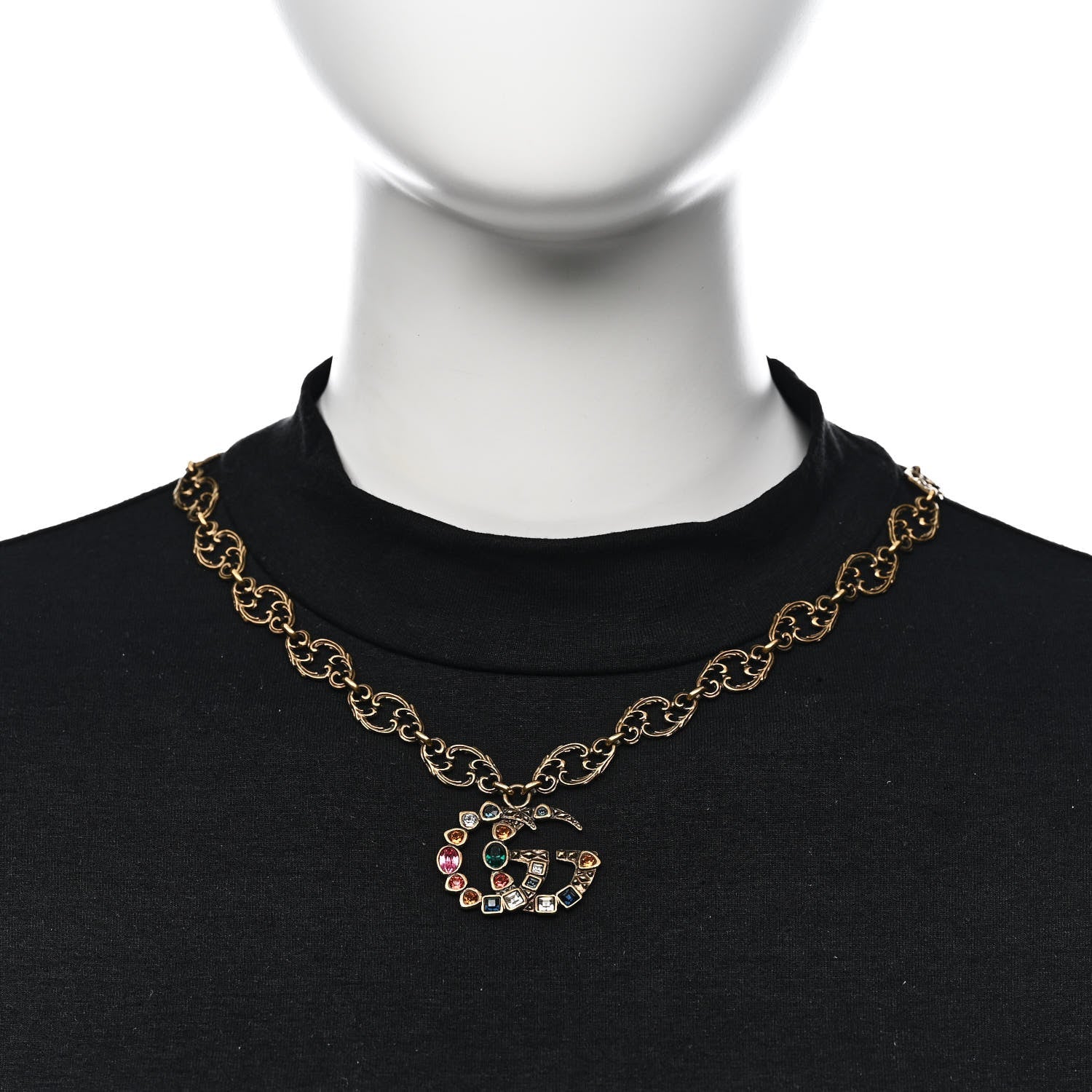 Crystal Marmont Necklace Aged Gold Multicolor
