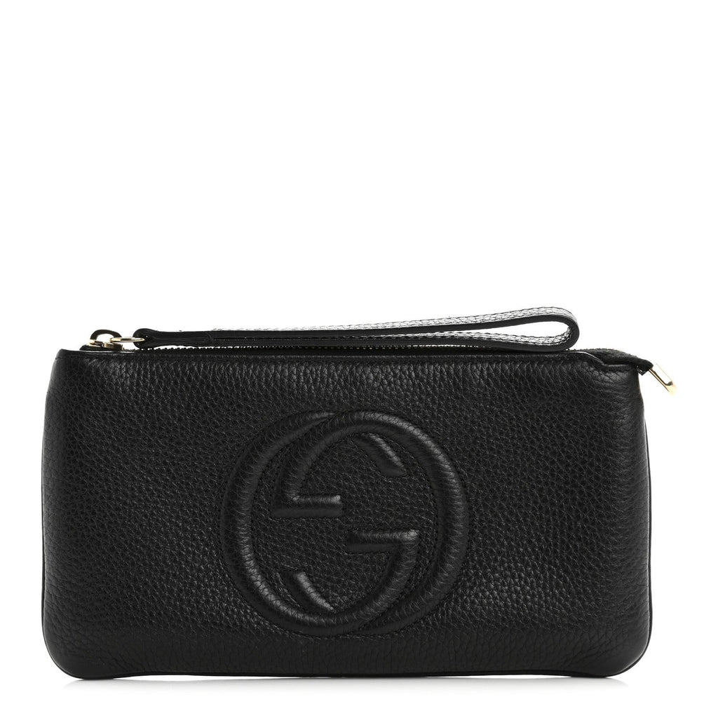 Pebbled Calfskin Soho Wristlet Black