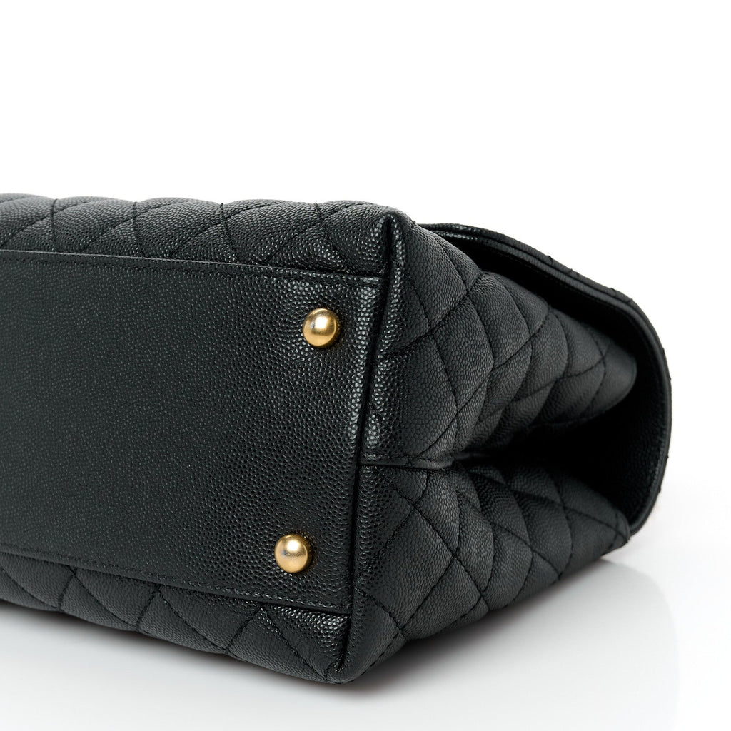 Caviar Quilted Small Coco Chain Handle Flap Black