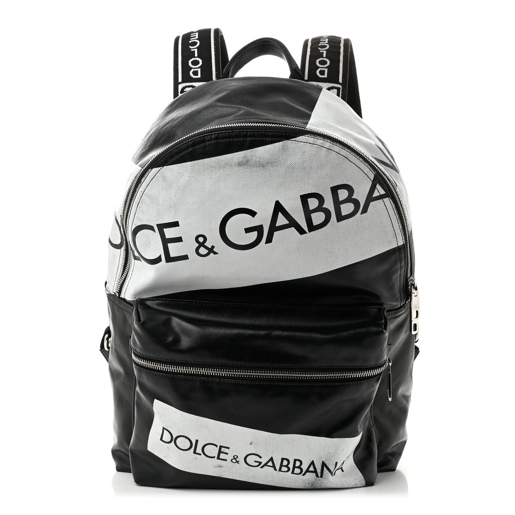 Calfskin Coated Canvas Vulcano Backpack Black