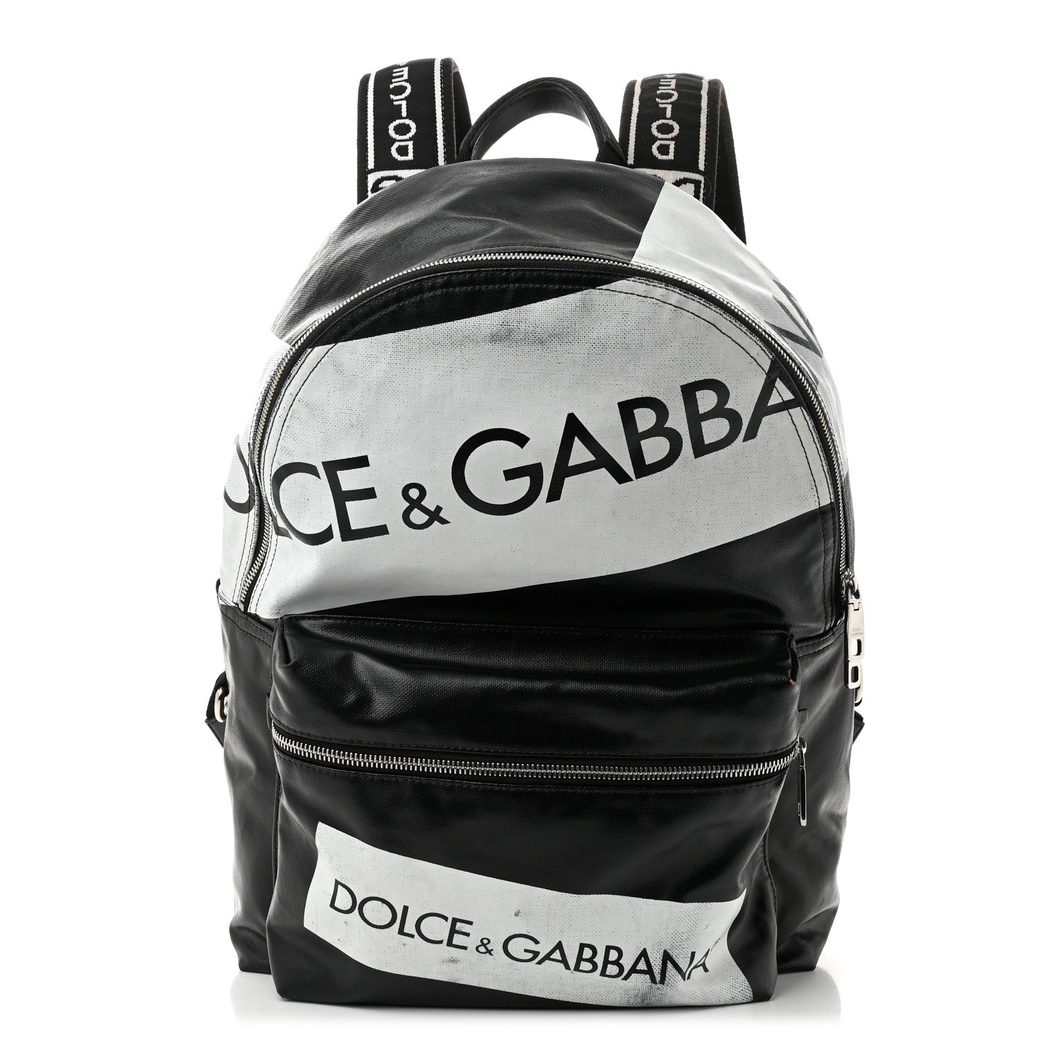 Calfskin Coated Canvas Vulcano Backpack Black