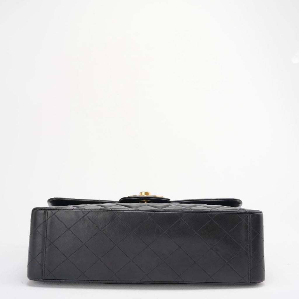 Chanel Vintage Black Maxi Classic Flap Bag Lambskin 1991-1994