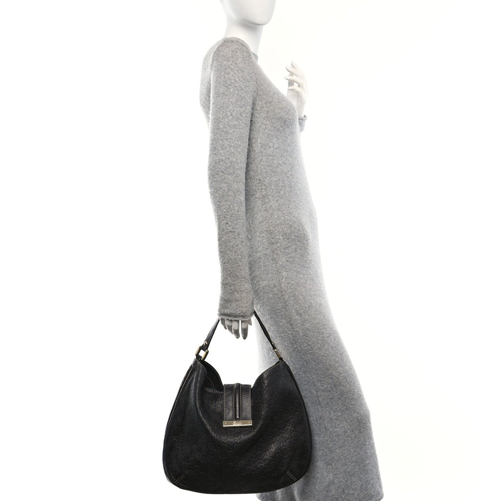 Guccissima Large New Ladies Web Hobo Black