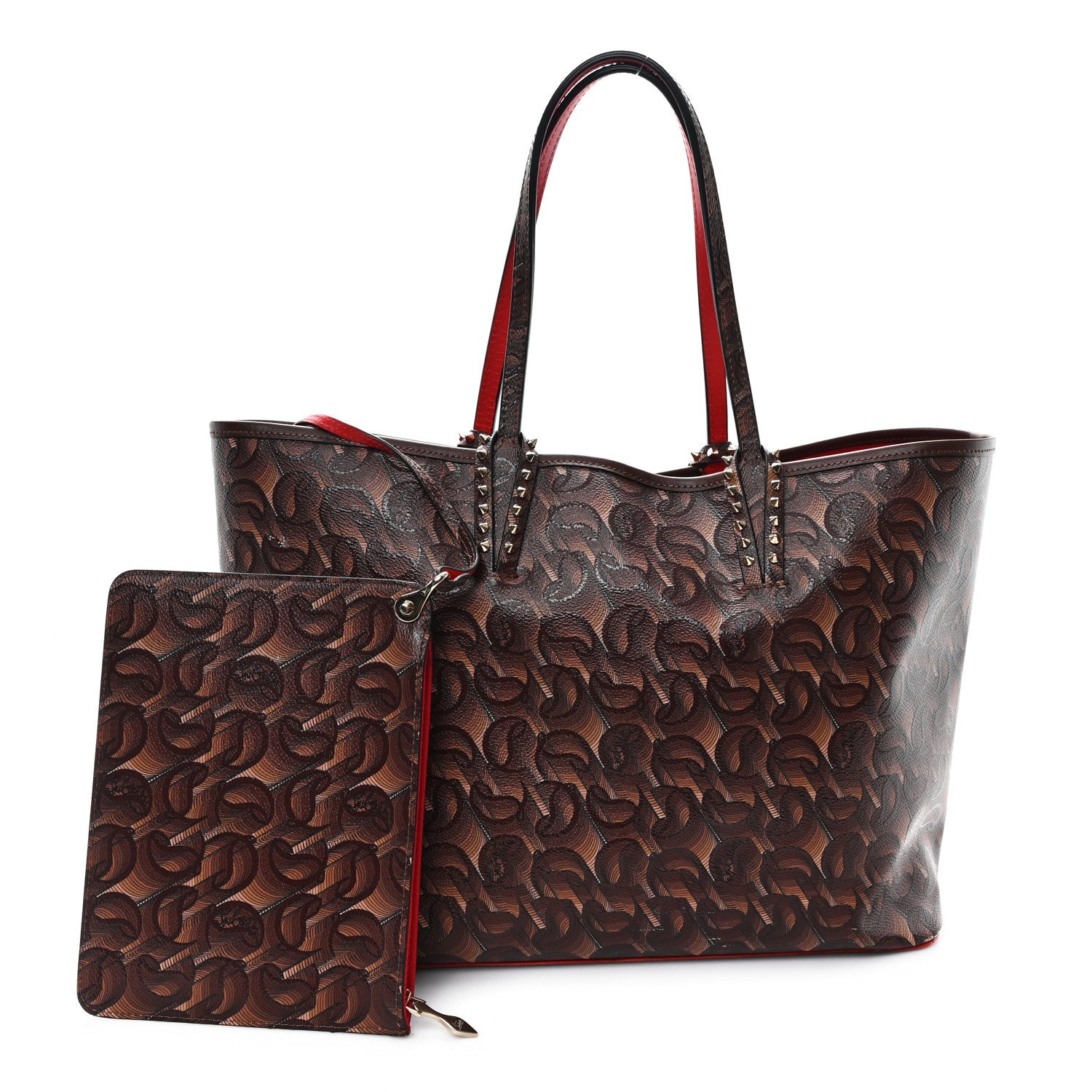 Toile Monogram Calfskin Printed Spikes East West Cabata Tote Bizon