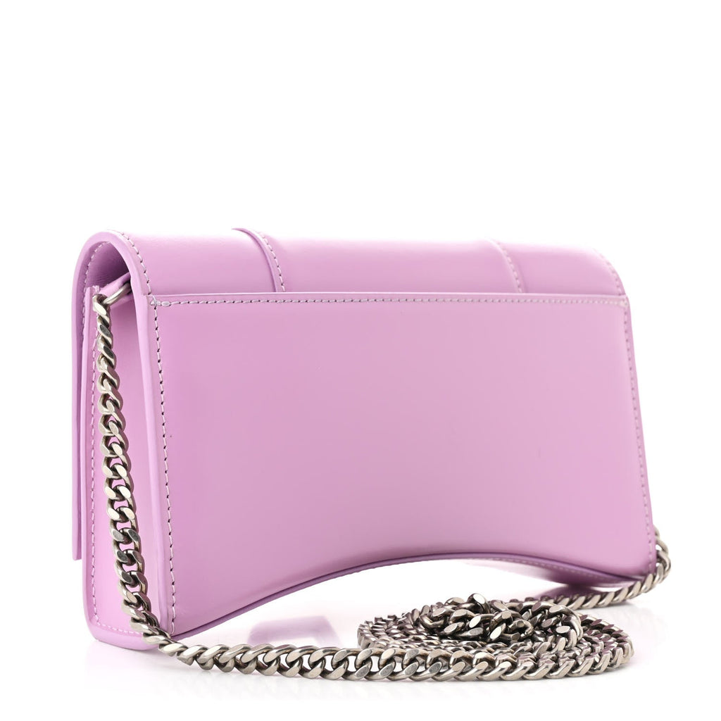 Shiny Box Calfskin Tonal B Hourglass Chain Bag Liliac
