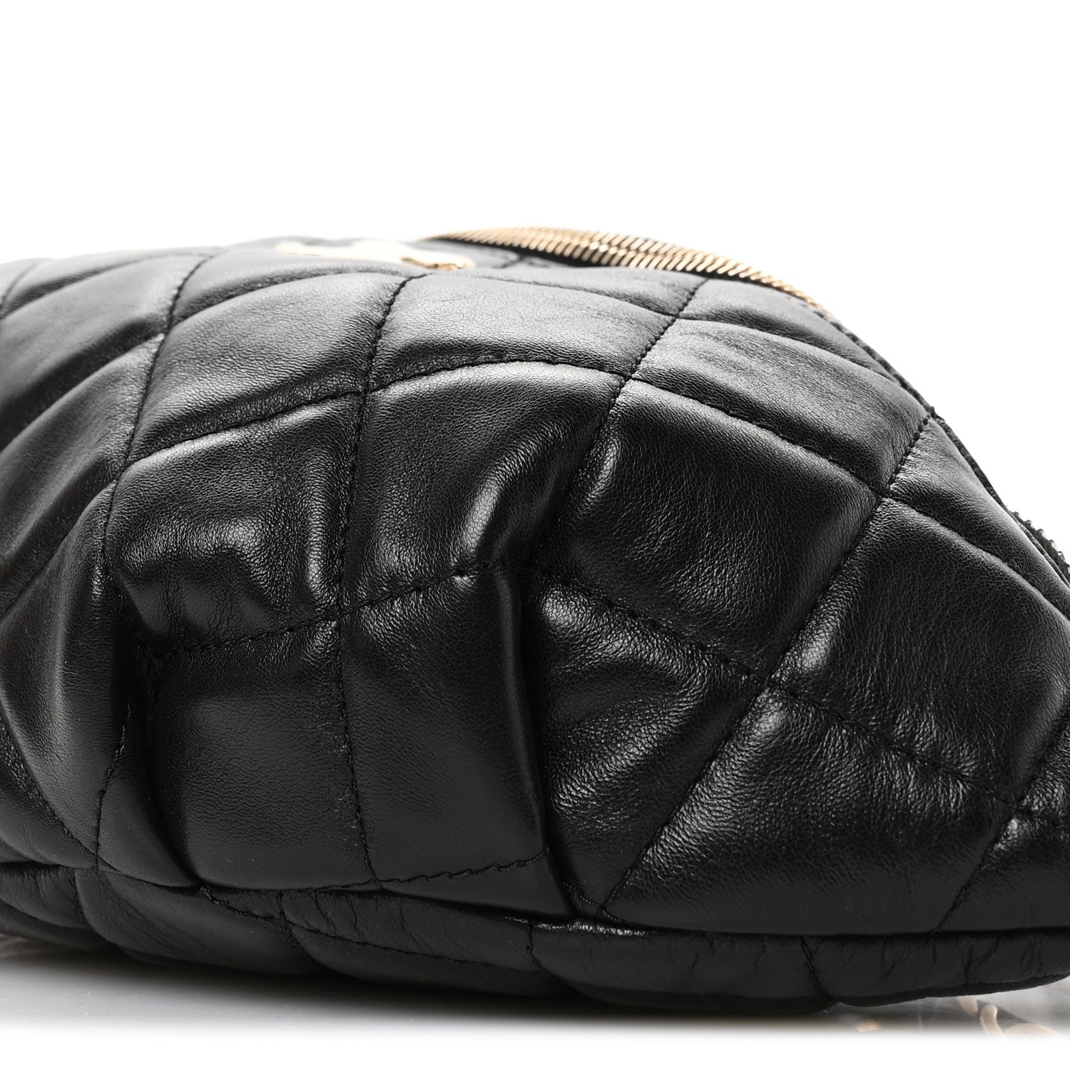 Lambskin Quilted Waist Bag Fanny Pack Black