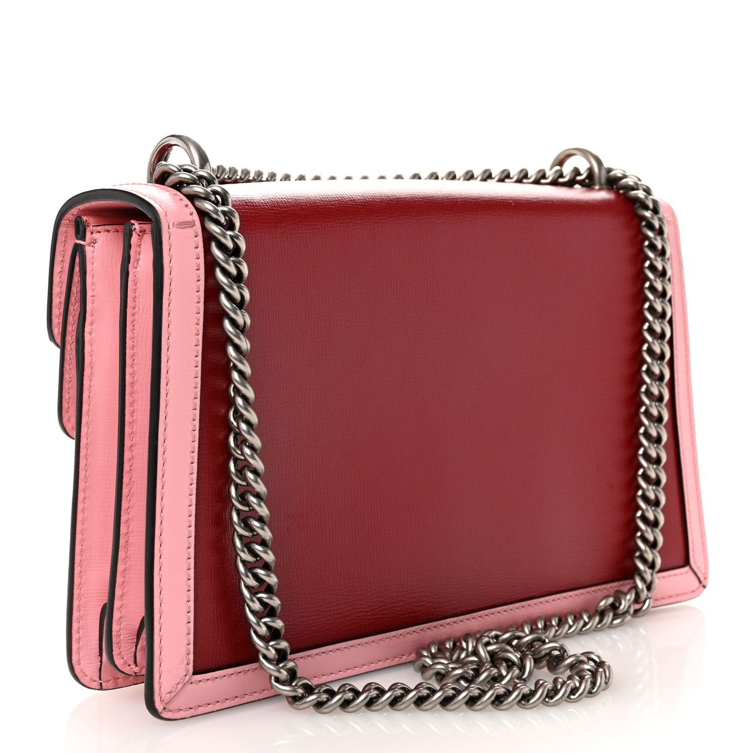 Azalea Calfskin Enamel Small Dionysus Shoulder Bag New Cherry Red Wild Rose Off White