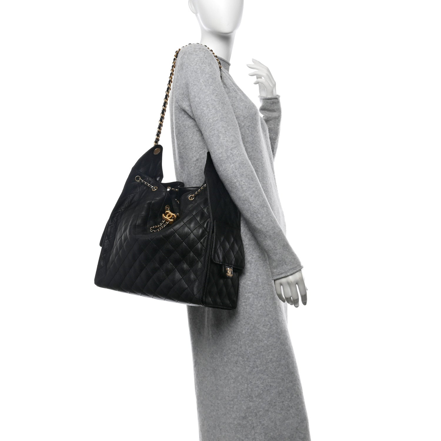 Caviar Quilted Large Chanel 25 Handbag Black