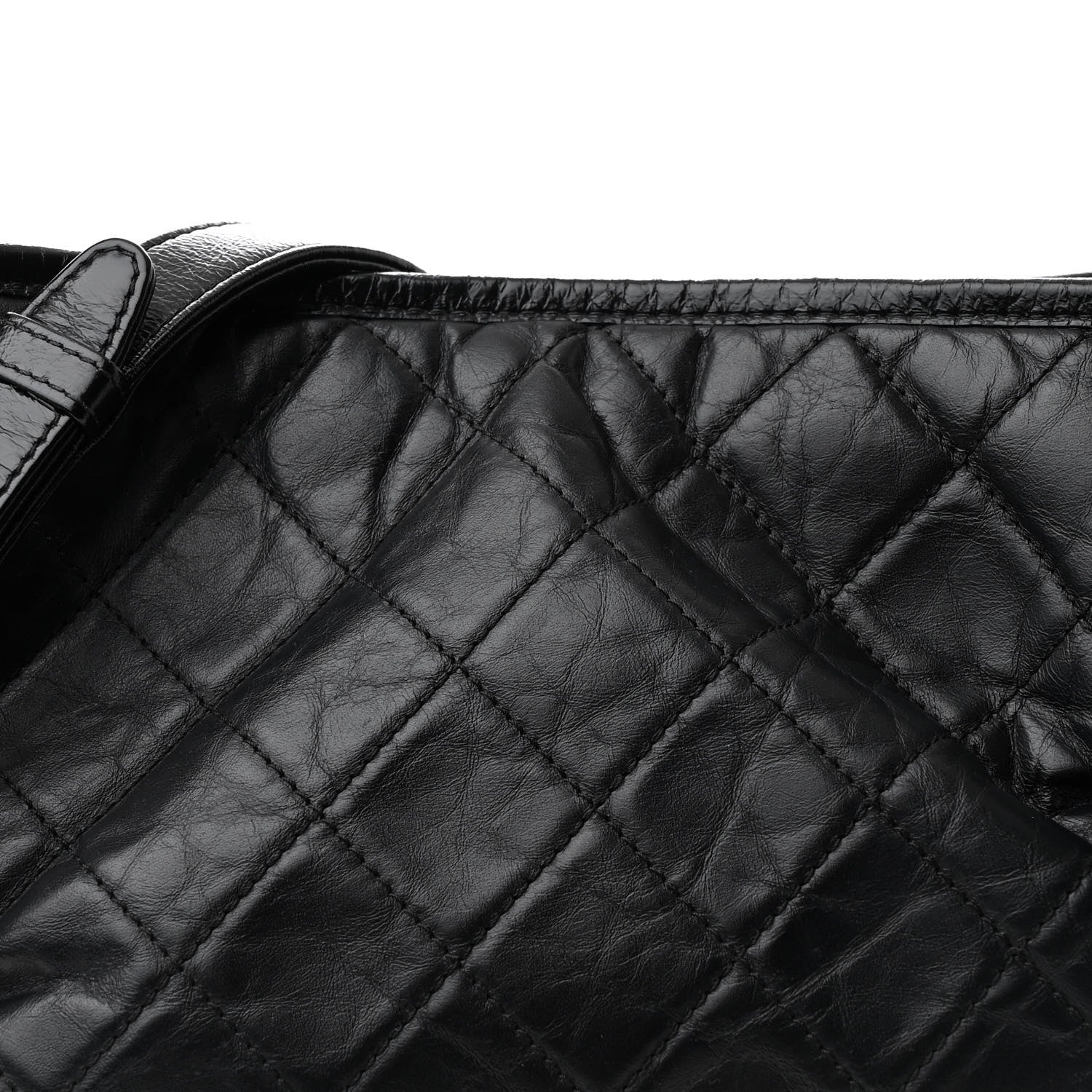 Aged Calfskin Quilted Large Gabrielle Hobo Black