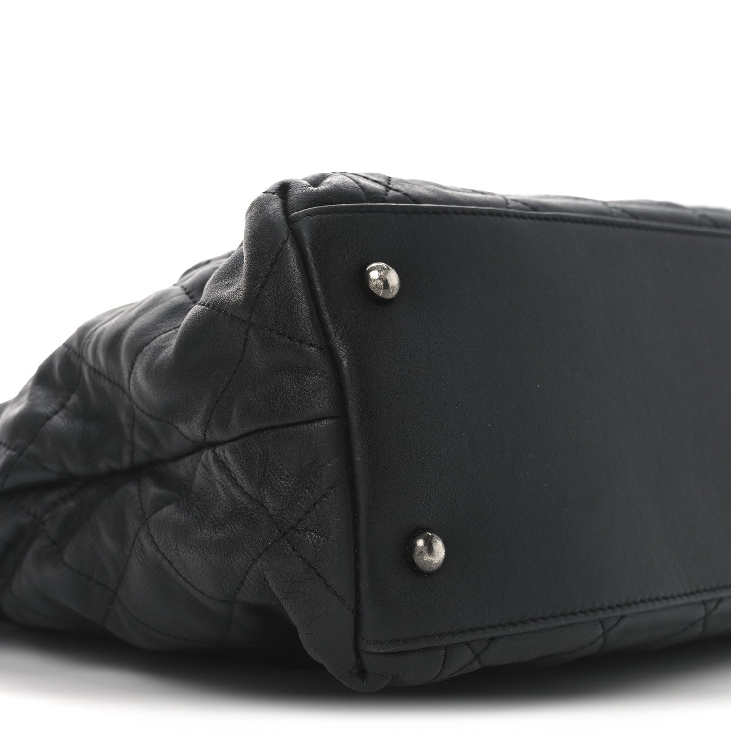 Calfskin Quilted Large Coco Pleats Tote Black