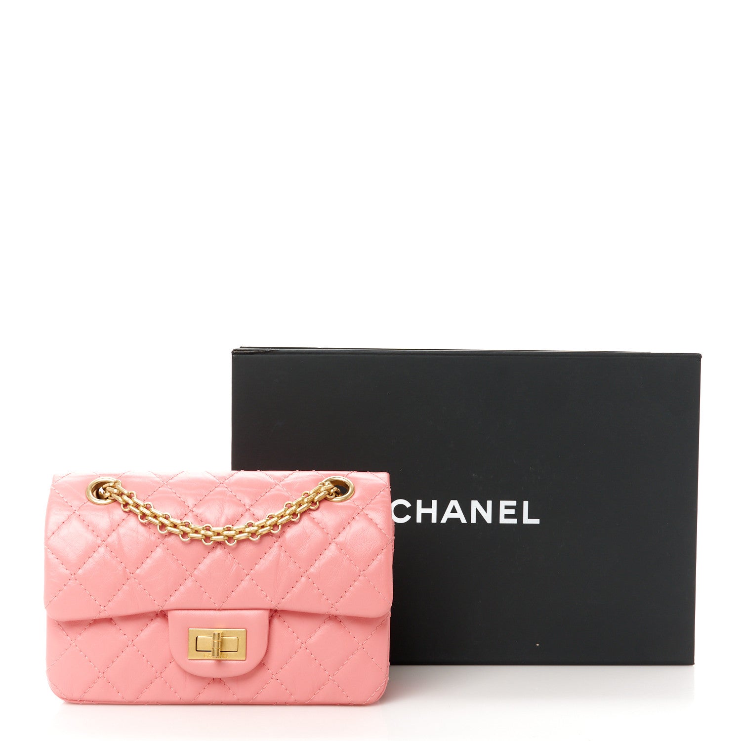 Aged Calfskin Quilted 2.55 Reissue Mini Flap Pink