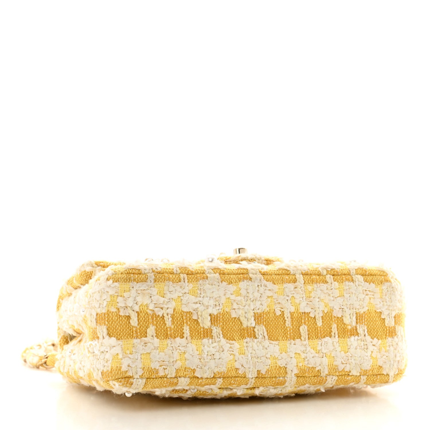 Tweed Beaded Mini Rectangular Flap Yellow White