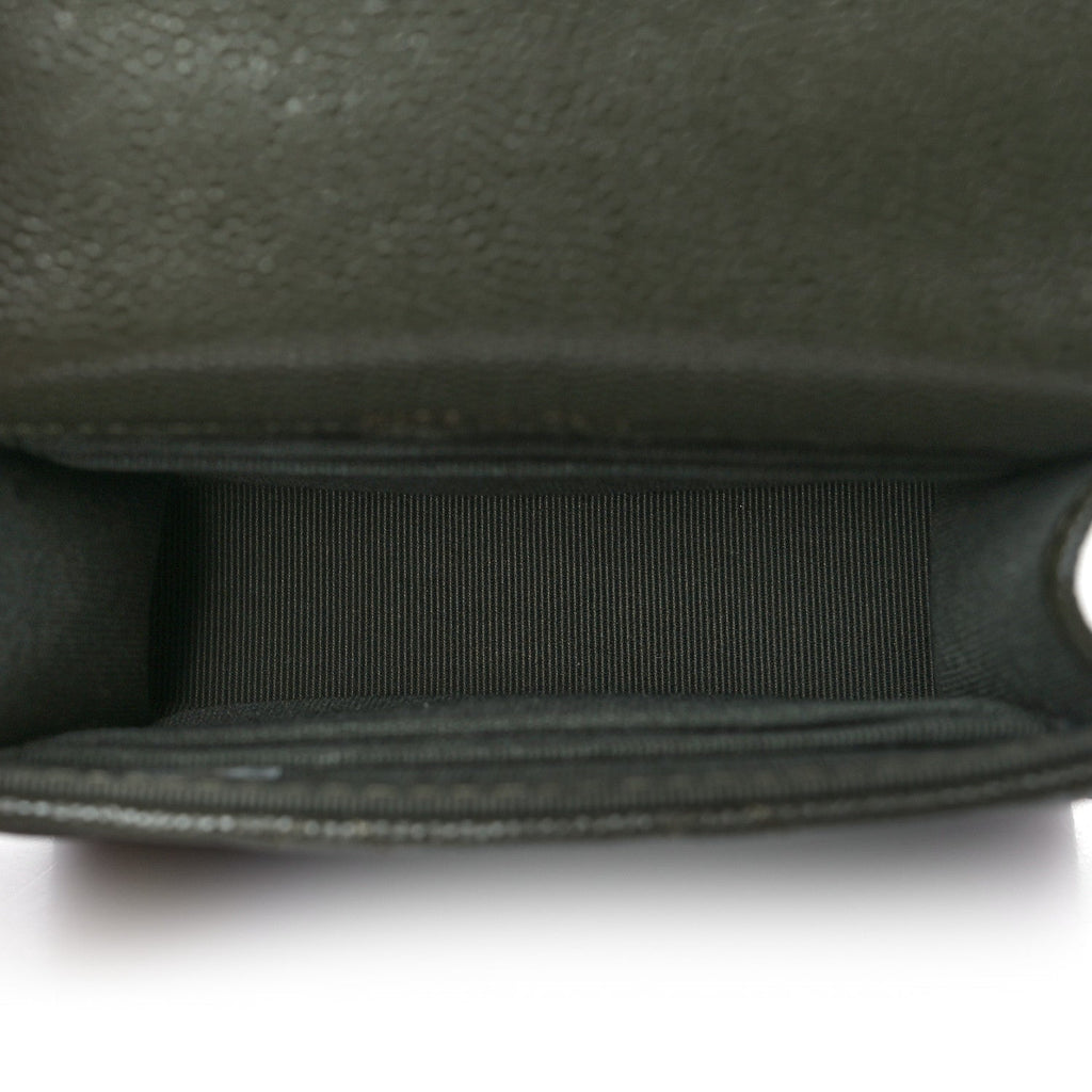 Caviar Quilted Coco First Clutch With Chain Khaki