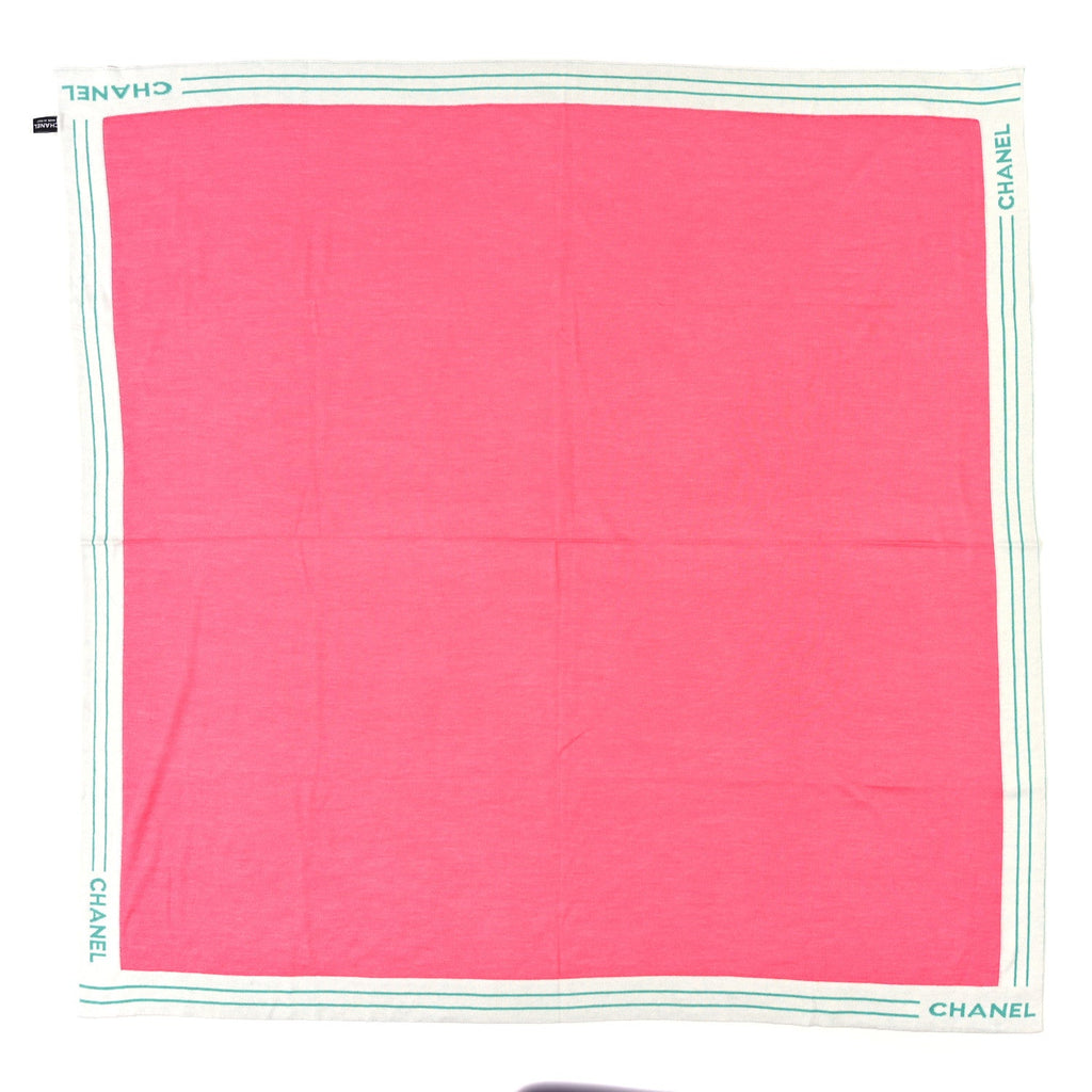 Cashmere Silk Cotton Knit CC Scarf Pink Green White