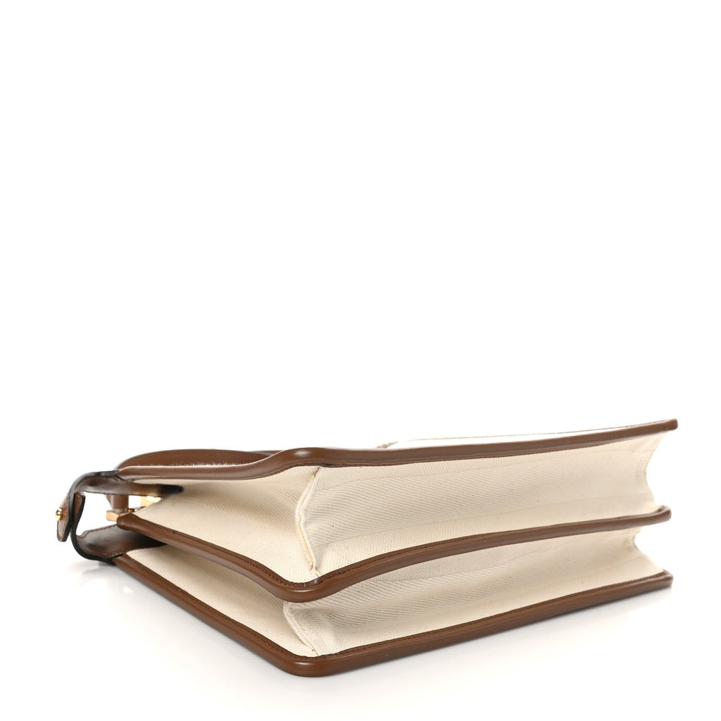 Canvas Pequin Calfskin Ceylon Medium Peekaboo I SEE U Satchel Grezzo Gianduia