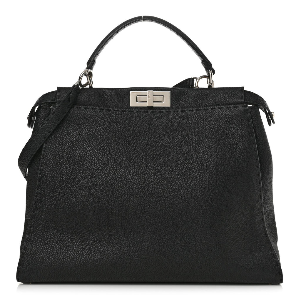 Cuoio Romano Selleria Bi-Color Large Peekaboo Iconic Satchel Black Mou
