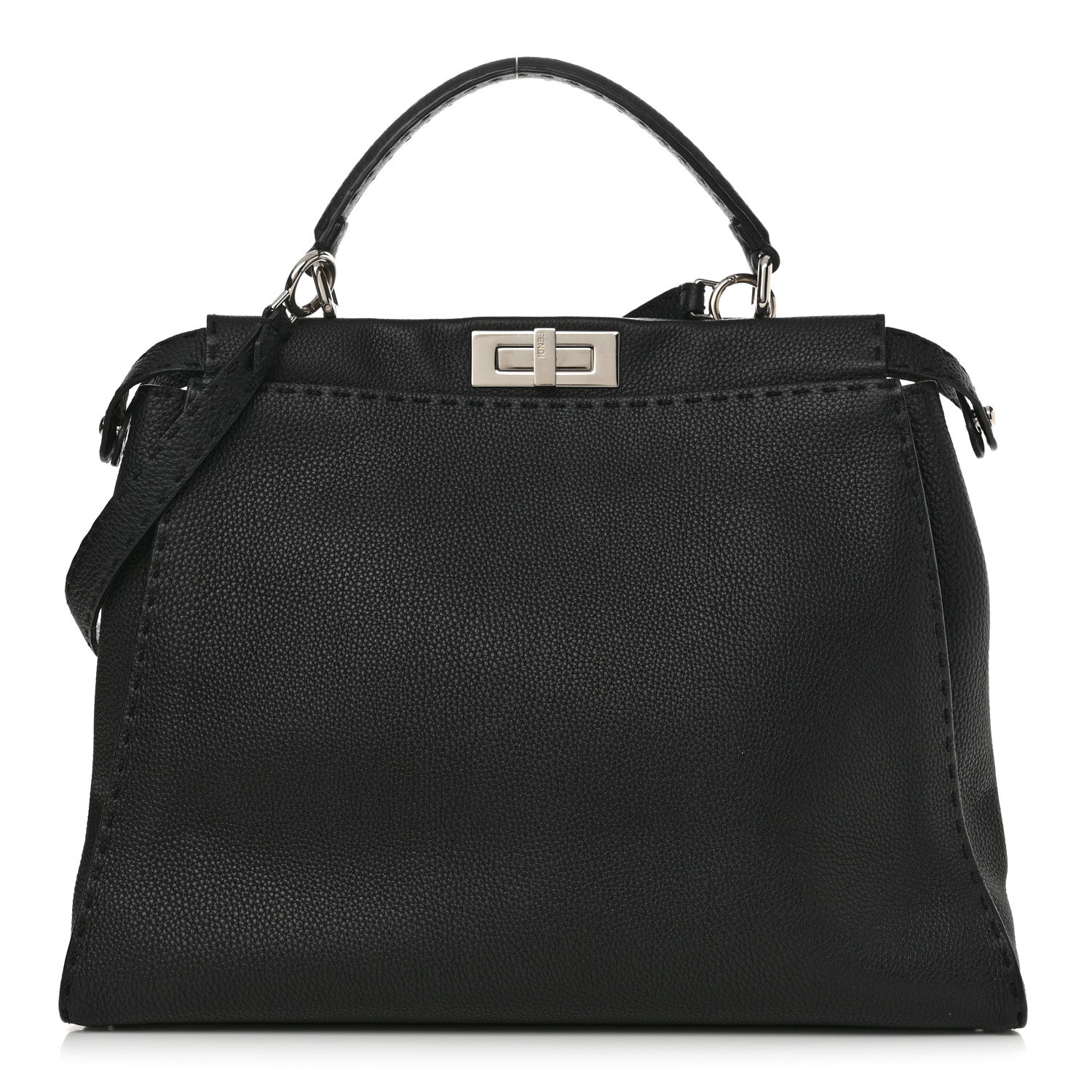Cuoio Romano Selleria Bi-Color Large Peekaboo Iconic Satchel Black Mou