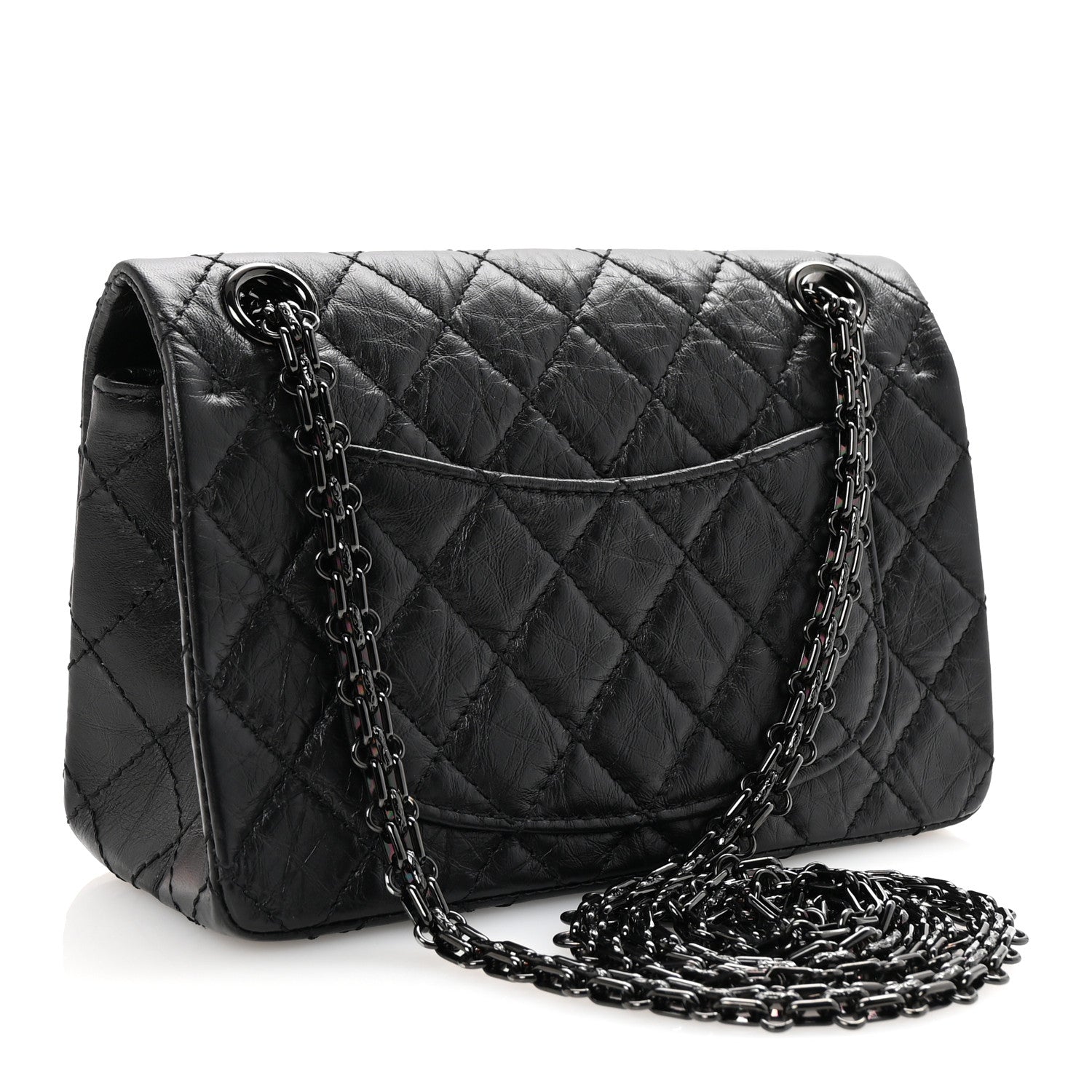 Aged Calfskin Quilted 2.55 Reissue Mini Flap So Black