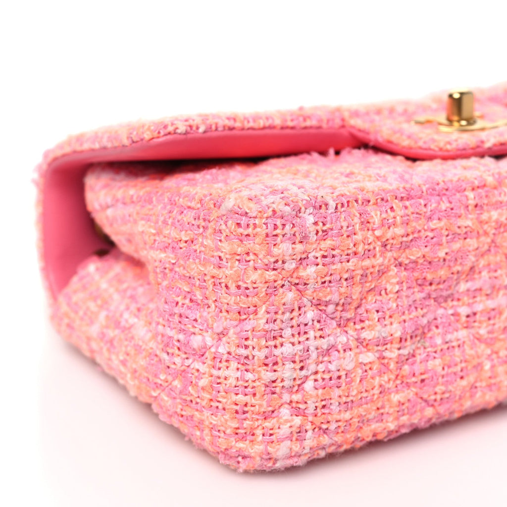 Tweed Quilted Mini Rectangular Flap Pink Orange White