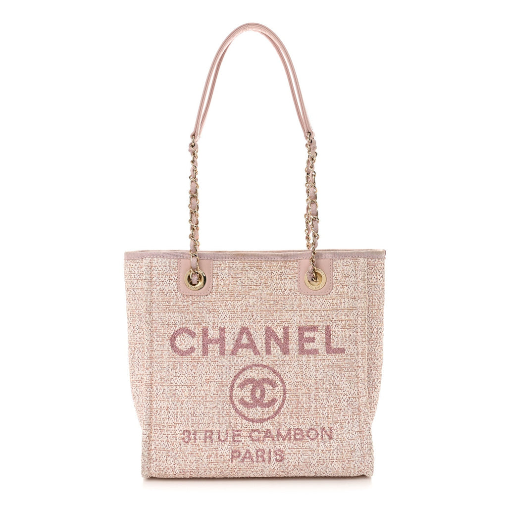 Mixed Fibers Calfskin Mini Deauville Tote Rose Pink