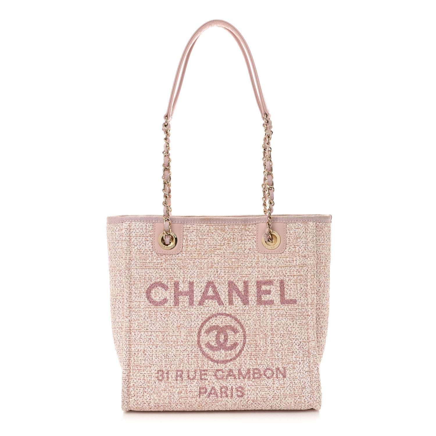 Mixed Fibers Calfskin Mini Deauville Tote Rose Pink