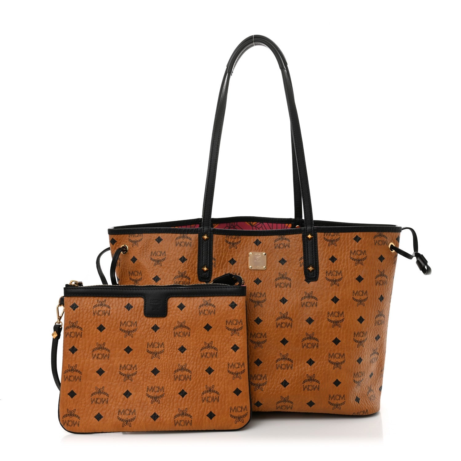 Visetos Medium Project Reversible Shopper Tote Cognac