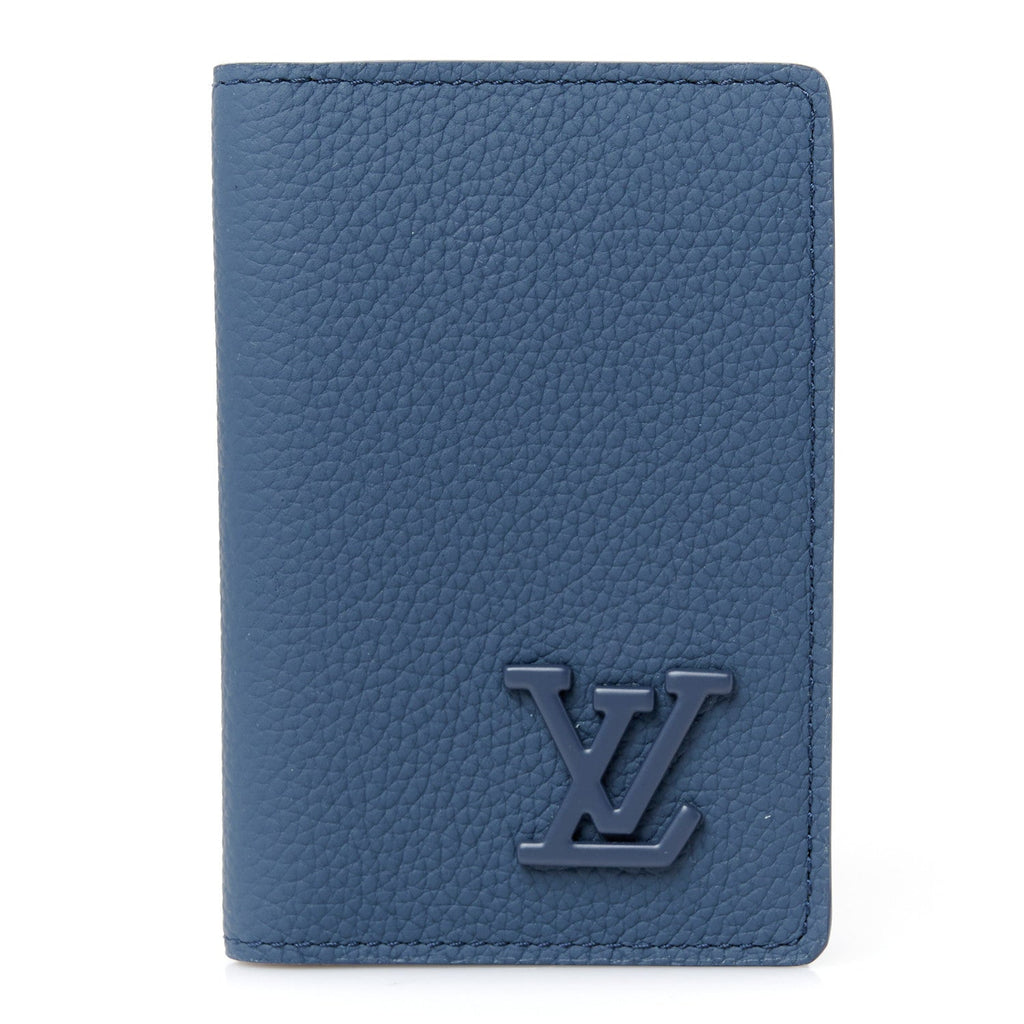 Grained Calfskin Aerogram Pocket Organizer Marine