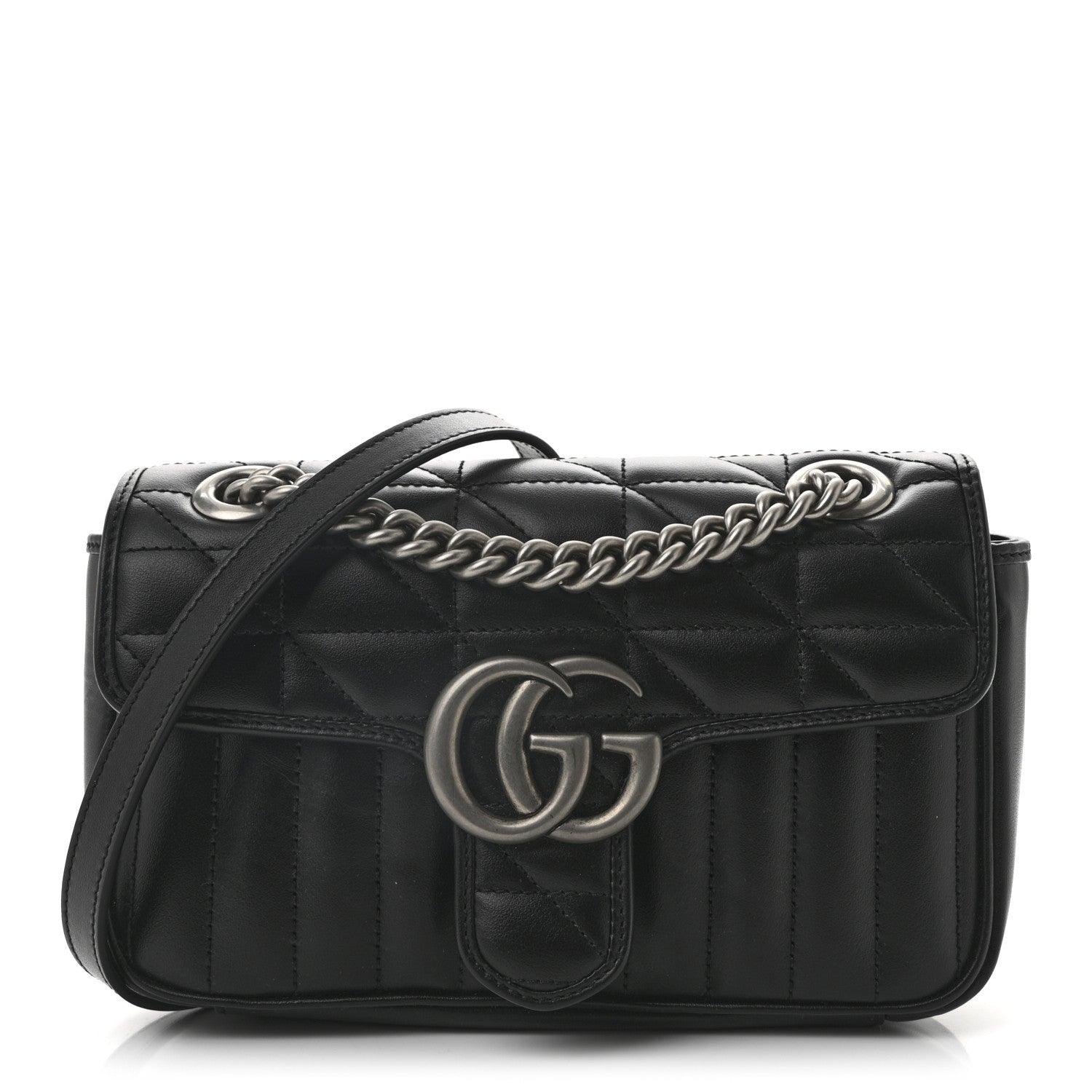 Calfskin Matelasse Aria Mini GG Marmont Shoulder Bag Black