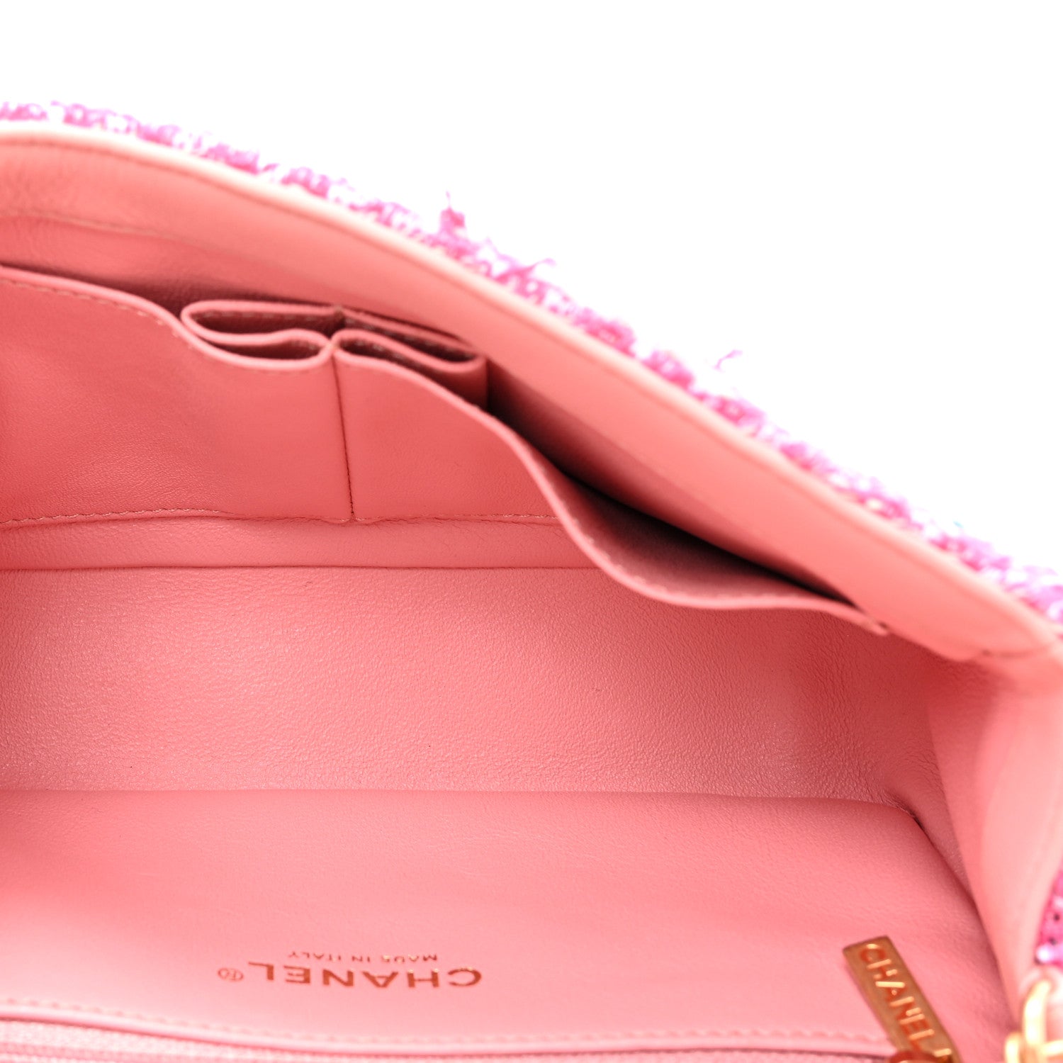Tweed Lambskin Quilted Small CC Filigree Flap Pink