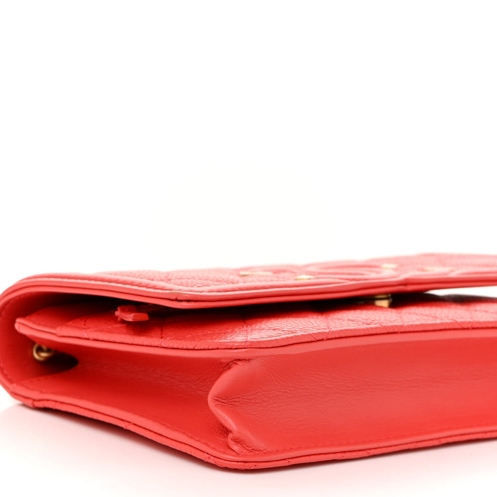 Caviar Quilted CC Filigree Wallet On Chain WOC Coral
