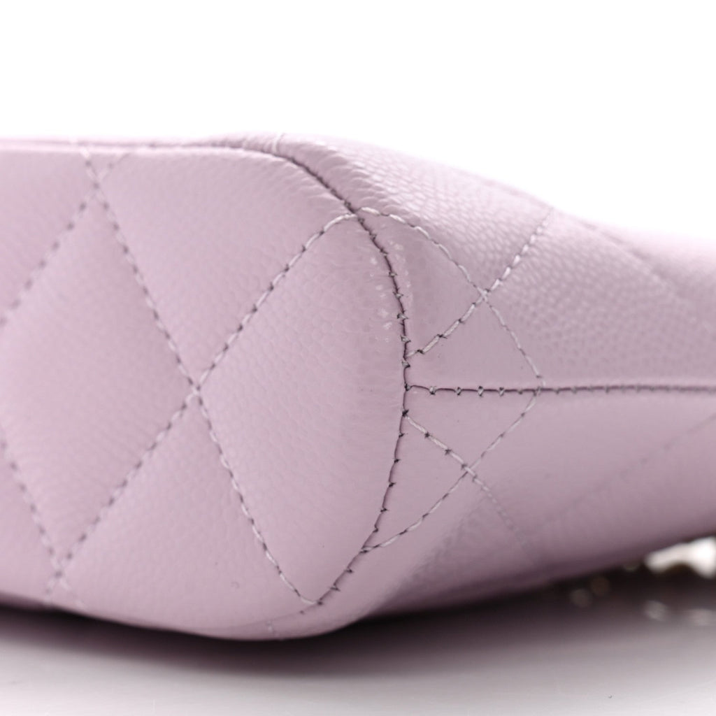 Caviar Quilted Clutch with Chain Light Purple